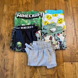 Lot of 5 Boys Summer Clothing Sz 5/6 Swim Trunks Rashguard and Shorts Minecraft